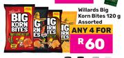 Willards Big Korn Bites Assorted- For Any 4 x 120g