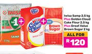 Iwisa Samp 2.5kg Plus Golden Cloud Cake Flour 2.5kg Plus Great Value Brown Sugar 2kg-For All 