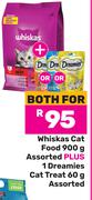 Whiskas Cat Food 900g Assorted Plus 1 Dreamies Cat Treat 60g Assorted-For Both