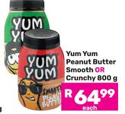Yum Yum Peanut Butter Smooth Or Crunchy-800g Each