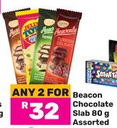 Beacon Chocolate Slab Assorted-For Any 2 x 80g