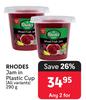 Rhodes Jam In Plastic Cup (All Variants)-For Any 2 x 290g
