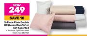 3 Piece Plain Or Queen Comforter Set Assorted-Per Set
