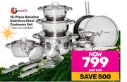 Tissolli 15 Piece Bakeline Stainless Steel Cookware Set-Per Set