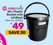 Miss Molly 20L Plastic Bucket With Lid Black