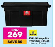 Big Jim 160L Storage Box With Wheels Black