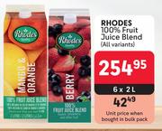 Rhodes 100% Fruit Juice Blend (All Variants)-6 x 2L