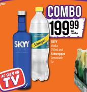 Skyy Vodka-750ml & Scheweppes-1Ltr Per Combo