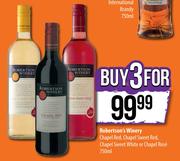 Robertson's Winery Chapel Red, Chapel Sweet Red, Chapel Sweet White Or Chapel Rose-3 x 750ml