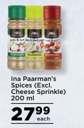 Ina Paarman's Spices (Excl.Cheese Sprinkle)-200ml Each
