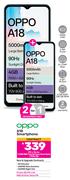 2 x Oppo A18 Smartphone-On 1.3GB Red Top Up Core More Data + Flexi 80