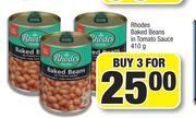 Rhodes Baked Beans In Tomato Sauce-For 3 x 410g