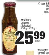Mrs Ball's Chutney (Selected)-450g/470g Each