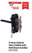 Yale Cuneo 3 Lever Lockset With Matt Black Handles 81477056