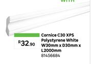Cornice C30 XPS Polystyrene White W30mm x D30mm x L2000mm 81456684