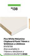 Pico White Melamine Chipboard Plank T16mm x W300mm x L1830mm 81476708