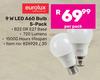 Eurolux 9W LED A60 Bulb 5 Pack-Per Pack