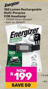 Energizer 180 Lumen Rechargeable Multi Purpose COB Headlamp