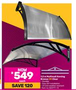 Awning Warehouse 1.2m Multiwall Awning (Bronze Or Clear)-Each