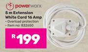 Powerworx 5m Extension White Cord 16 Amp