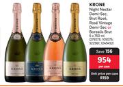 Krone Night Nectar Demi Sec,Brut Rose,Rose Vintage Demi Sec Or Borealis Brut-6 x 750ml Per Case