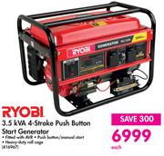 Ryobi 3.5 KVA 4 Stroke Push Button Start Generator-Each
