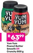 Yum Yum Peanut Butter Smooth Or Crunchy-800g Each