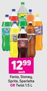 Fanta, Stoney, Sprite, Sparletta Or Twist-1.5L Each