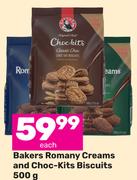 Bakers Romany Cream And Choc-Kits Biscuits-500g Each