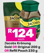 Jacobs Kronung Gold Or Original 200g or Refill Pouch 230g-Each