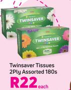 Twinsaver Tissues 2Ply Assorted 180's Pack-Each