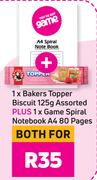 Bakers Topper Biscuit 125g Assorted Plus Game Spiral Notebook A4 80 Pages-For Both
