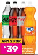 Soft Drinks Zero Sugar Assorted-For 2 x 2L