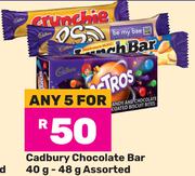 Cadbury Chocolate Bar Assorted-For 5 x 40g-48g