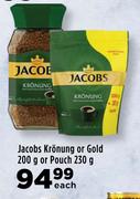 Jacobs Kronung Or Gold 200g Or Pouch 230g-Each