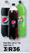 Pepsi Max, Lite Or 7 Up Sugar Free-For 3 x 2L