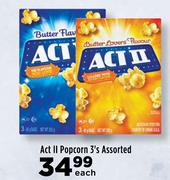 Act II Popcorn Assorted-3's Each