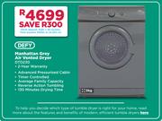 Defy 5Kg Manhattan Grey Air Vented Dryer DTD230