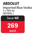 Absolut Imported Blue Vodka-750ml