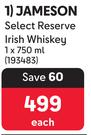 Jameson Select Reserve Irish Whisky-750ml