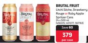 Brutal Fruit Litchi Seche, Strawberry Rouge Or Ruby Apple Spritzer Cans-24 x 500ml Per Case