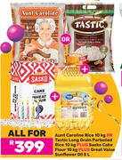 Aunt Carolina Rice 10Kg Or Tastic Long Grain Parboiled Rice 10Kg + Sasko Cake Flour 10Kg-All For