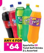 Sparletta Or Twist Soft Drinks Assorted-For 4 x 2L