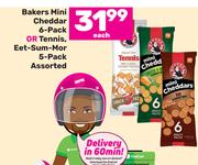 Bakers Mini Cheddar 6 Pack Or Tennis, Eet Sum Mor 5 Pack Assorted-Each