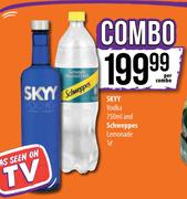 Skyy Vodka-750ml & Schweppes Lemonade-1Ltr Per Combo