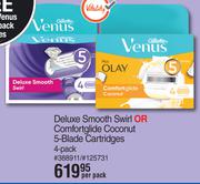 Venus Deluxe Smooth Swirl Or Comfortglide Coconut 5 Blade Cartridges 4 Pack-Per Pack