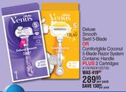 Venus Deluxe Smooth Swirl 5 Blade Or Comfortglide Coconut 5 Blade Razor System-Per Pack