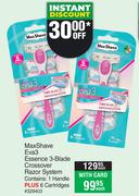 Max Shave EVA 3 Essence 3 Blade Crossover Razor System-Each