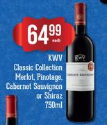 KWV Classic Collection Merlot,  Pinotage, Cabernet Sauvignon Or Shiraz-750ml Each