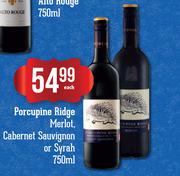 Porcupine Ridge Merlot, Cabernet Sauvignon Or Syrah-750ml